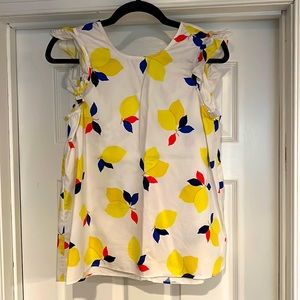 Kate Spade Lemon Ruffle Sleeve Top